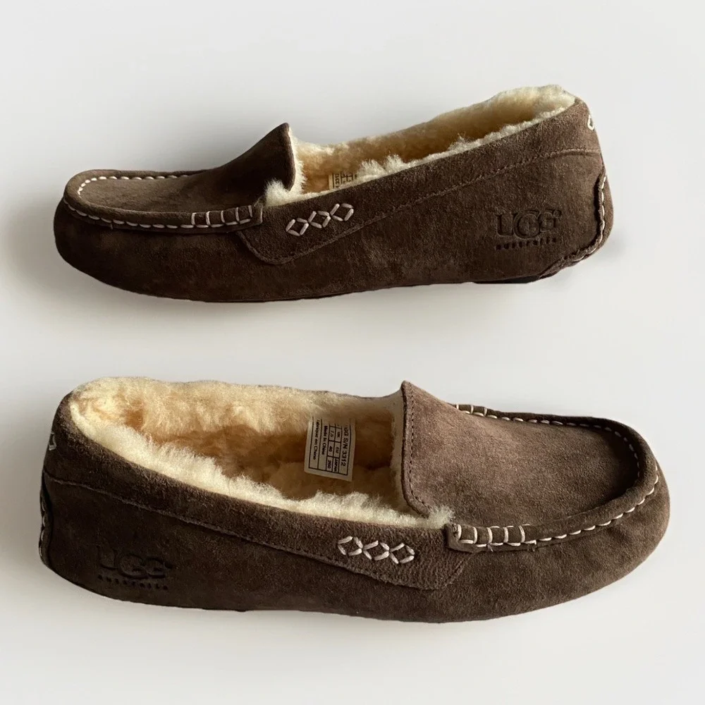 UGG‎ Ascot Moccasin Slipper Men's Sz 9 Brown Suede Shearling Slip-on Grandpacore